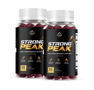 Two bottles of Strong Peak men's performance gummies